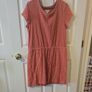 LOFT Coral Eyelet Mini Dress